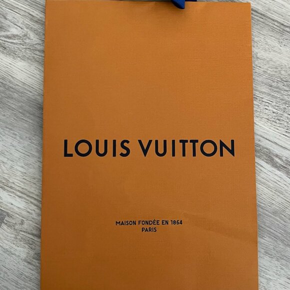 Louis Vuitton Orange Shopping Bag with Blue Handles - Picture 3 of 10